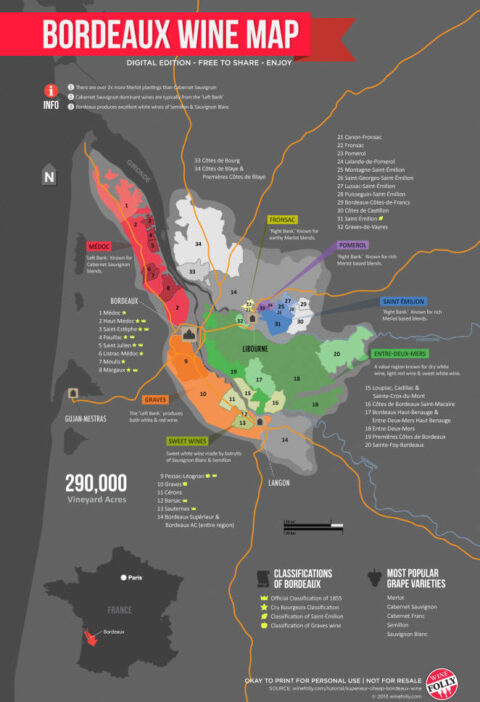 ¿Conoces el mapa vinícola de Bordeaux?