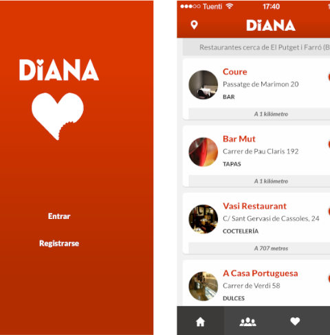 Diana, nueva app para iOS, buscador español de restaurantes