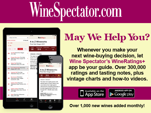 Ya disponible la app de Wine Spectator para Android, WineRatings+