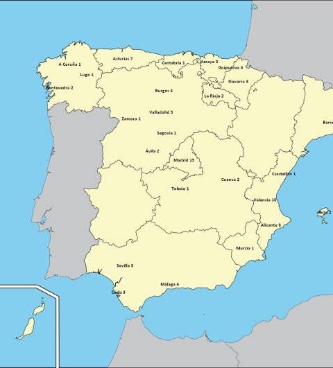 Mapa de las provincias con los 100 mejores restaurantes de España para el 2015 1