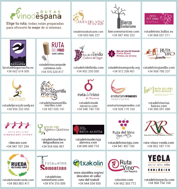 Rutas del Vino en España certificadas por ACEVIN para este 2015