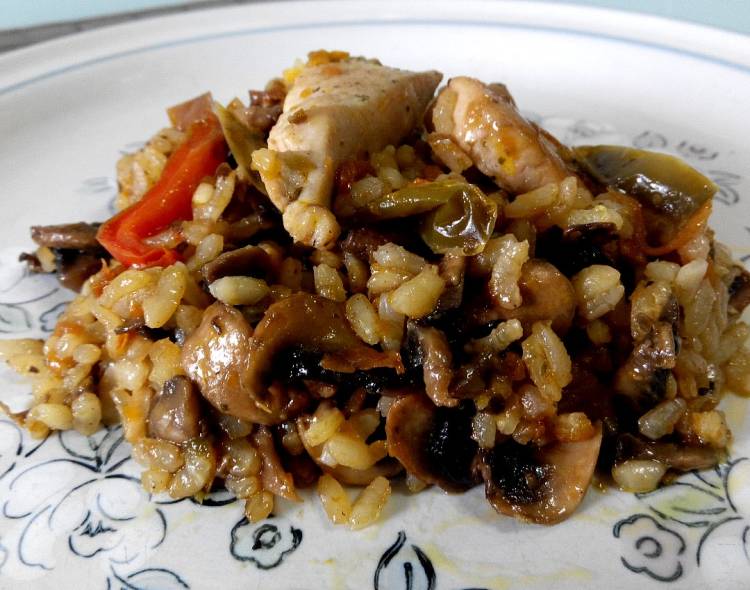 Arroz con pollo a la plancha con falso pisto de verduras 7