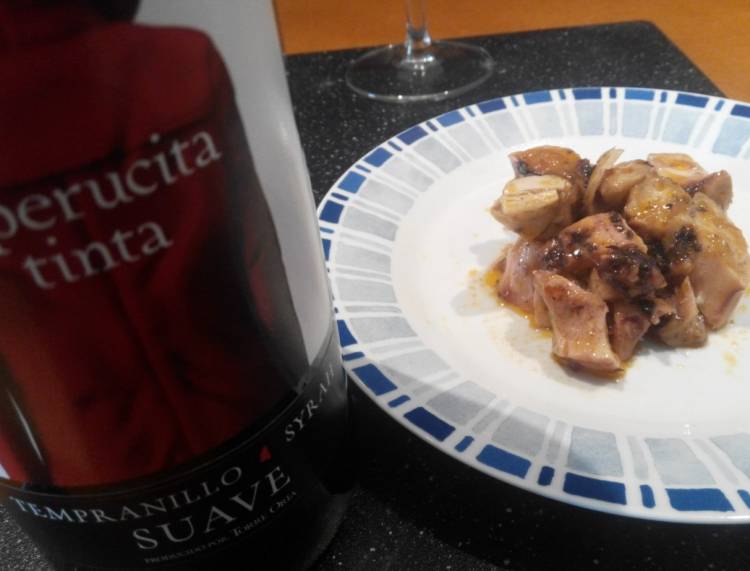 Pulpo en salsa marinera y un tinto joven Tempranillo/Syrah 4