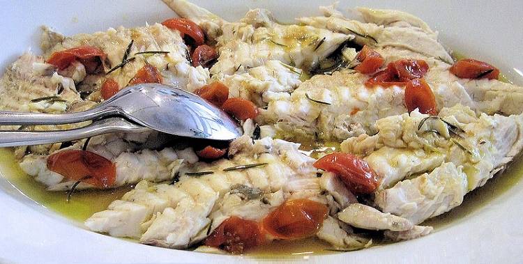 Filetes de rodaballo a la parrilla con zumo de limón y cherrys 1